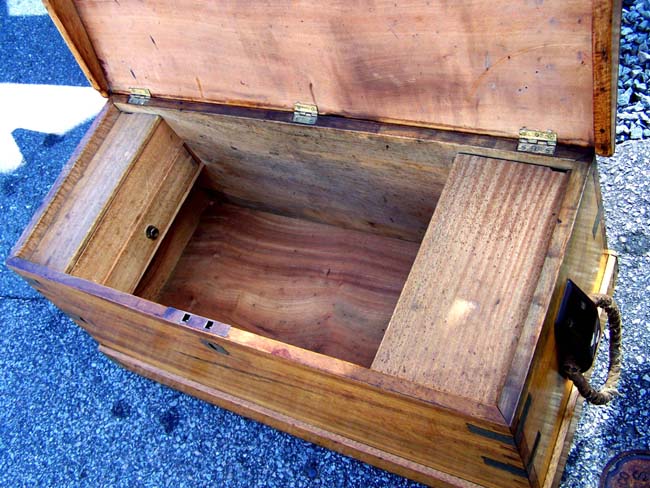 An Outstanding China Trade period Camphorwood Seaman's Chest with Ivory Inlaid Cleats circa 1830 — image 6